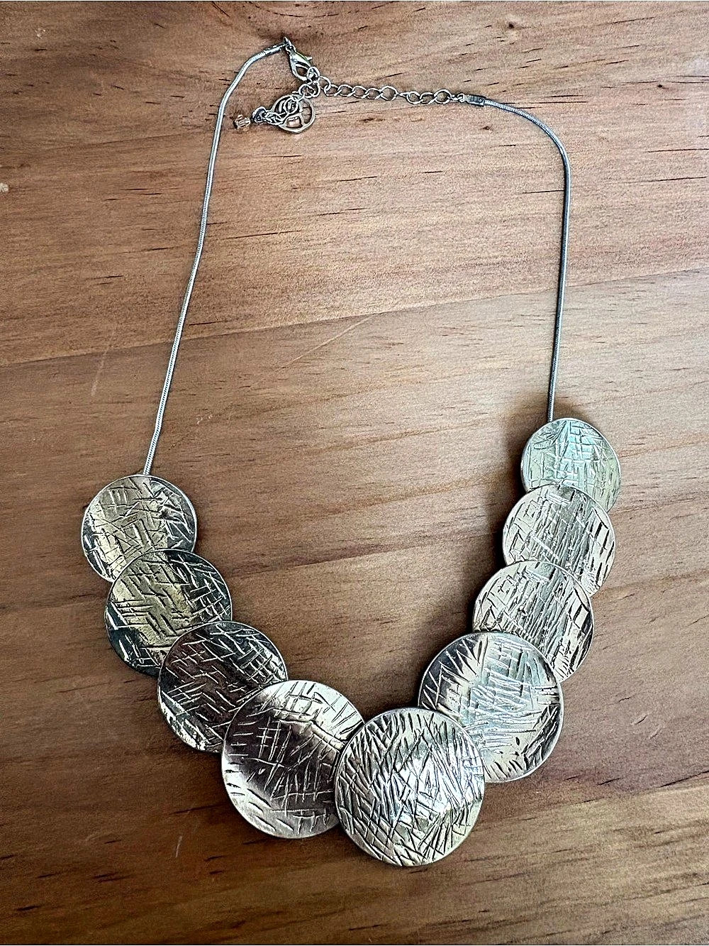 Erica Lyons Silver-Tone Textured Disc Statement Necklace
